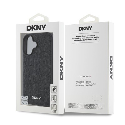 Apple iPhone 16 Case DKNY Original Licensed PU Leather Grained Cover with Metal Logo with Magsafe Charging Feature - 9
