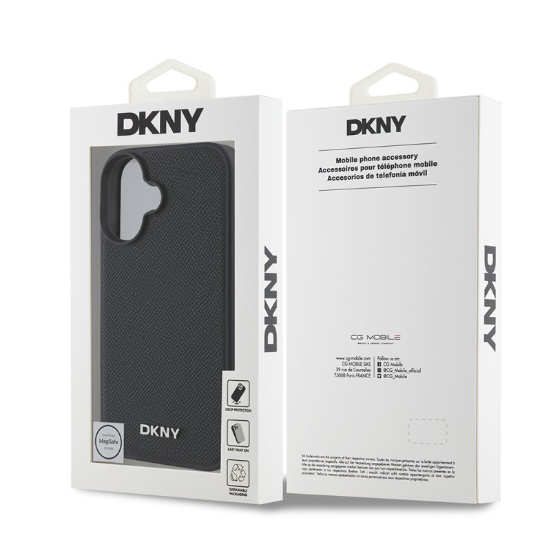 Apple iPhone 16 Case DKNY Original Licensed PU Leather Grained Cover with Metal Logo with Magsafe Charging Feature - 9
