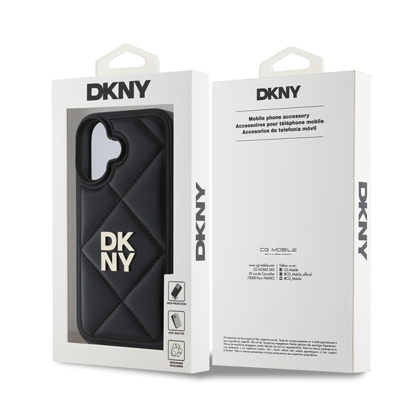 Apple iPhone 16 Case DKNY Original Licensed Quilted Design Metal Logo Leather Cover - 3