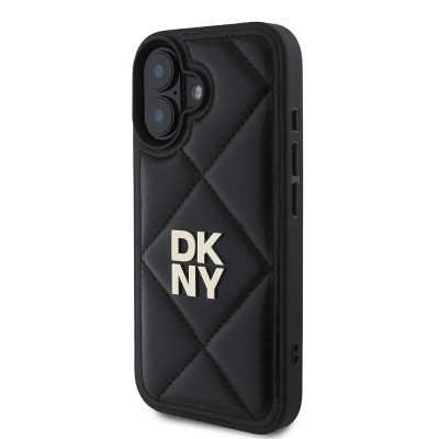 Apple iPhone 16 Case DKNY Original Licensed Quilted Design Metal Logo Leather Cover - 4