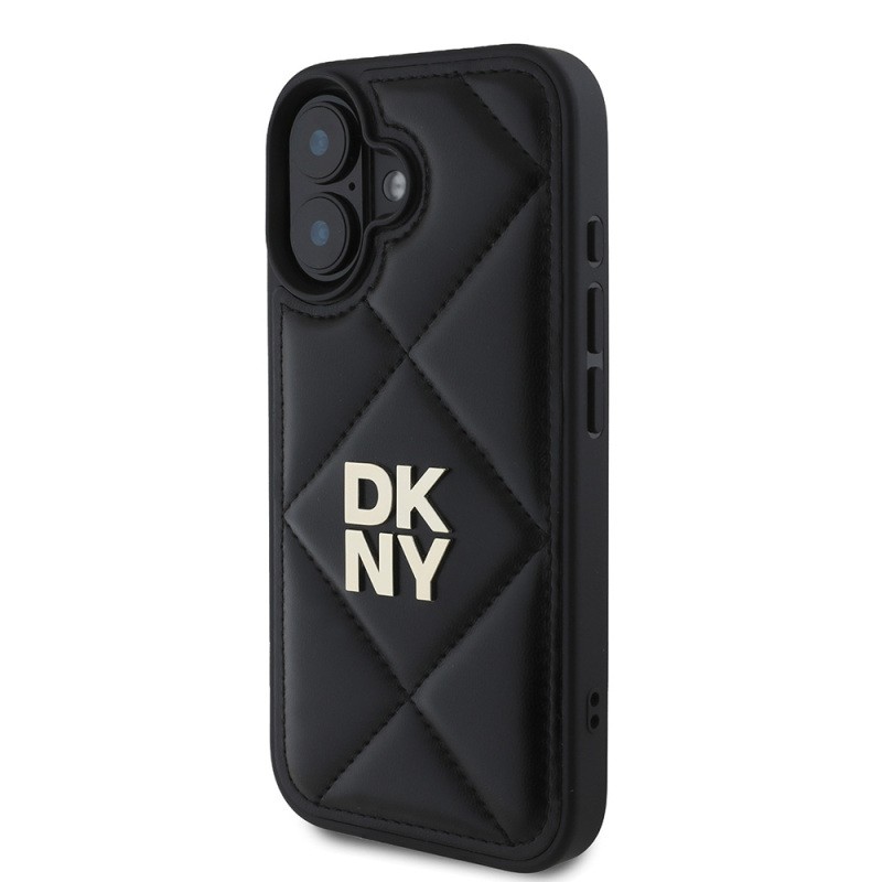 Apple iPhone 16 Case DKNY Original Licensed Quilted Design Metal Logo Leather Cover - 4