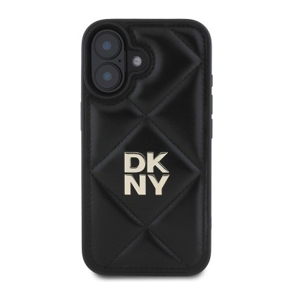 Apple iPhone 16 Case DKNY Original Licensed Quilted Design Metal Logo Leather Cover - 5