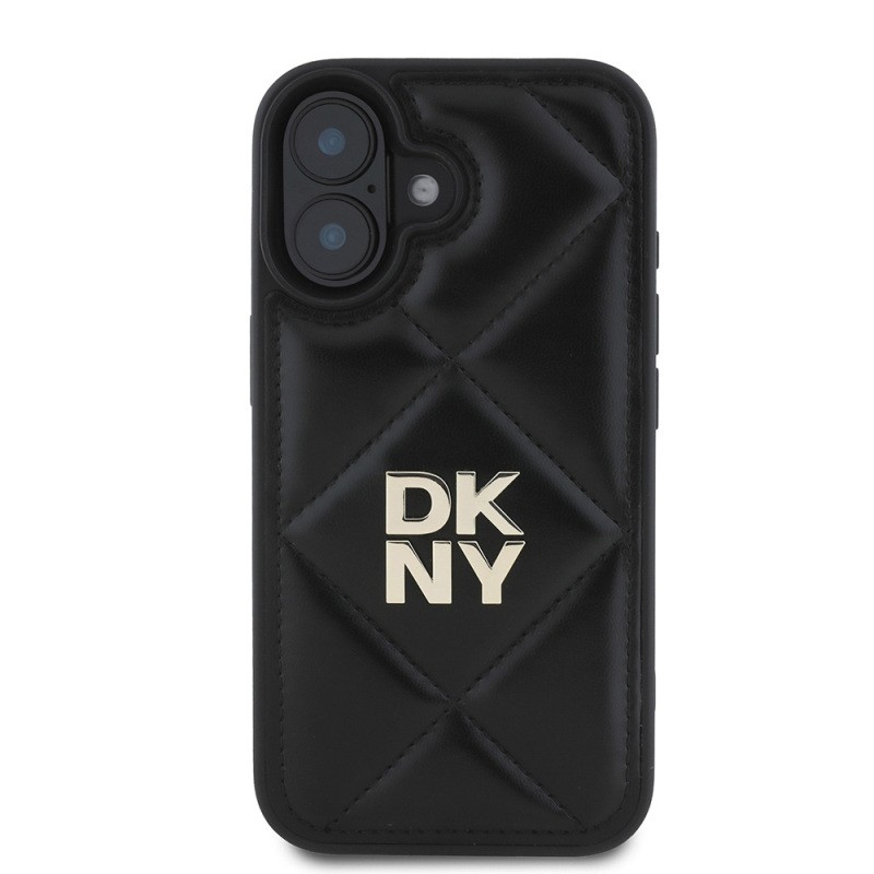 Apple iPhone 16 Case DKNY Original Licensed Quilted Design Metal Logo Leather Cover - 5