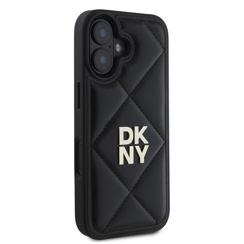 Apple iPhone 16 Case DKNY Original Licensed Quilted Design Metal Logo Leather Cover - 6