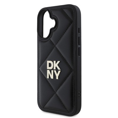 Apple iPhone 16 Case DKNY Original Licensed Quilted Design Metal Logo Leather Cover - 8