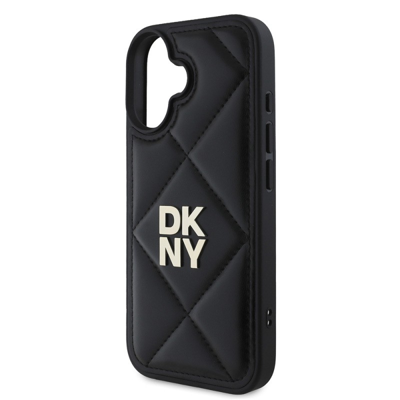 Apple iPhone 16 Case DKNY Original Licensed Quilted Design Metal Logo Leather Cover - 8