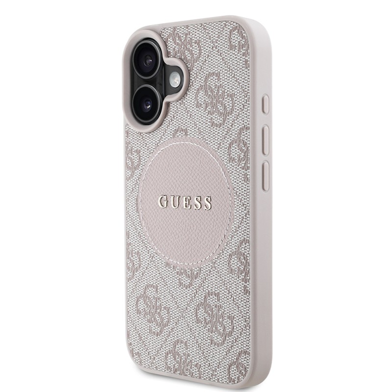 Apple iPhone 16 Case Guess Original Licensed Magsafe Charging Feature Circle Classic Cover With Text Logo - 6