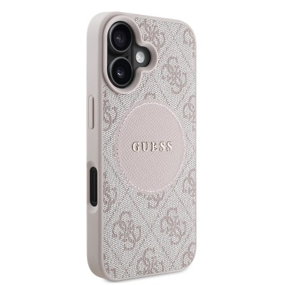 Apple iPhone 16 Case Guess Original Licensed Magsafe Charging Feature Circle Classic Cover With Text Logo - 7