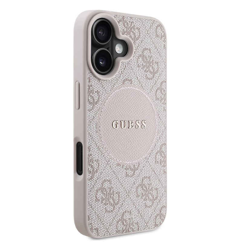 Apple iPhone 16 Case Guess Original Licensed Magsafe Charging Feature Circle Classic Cover With Text Logo - 7