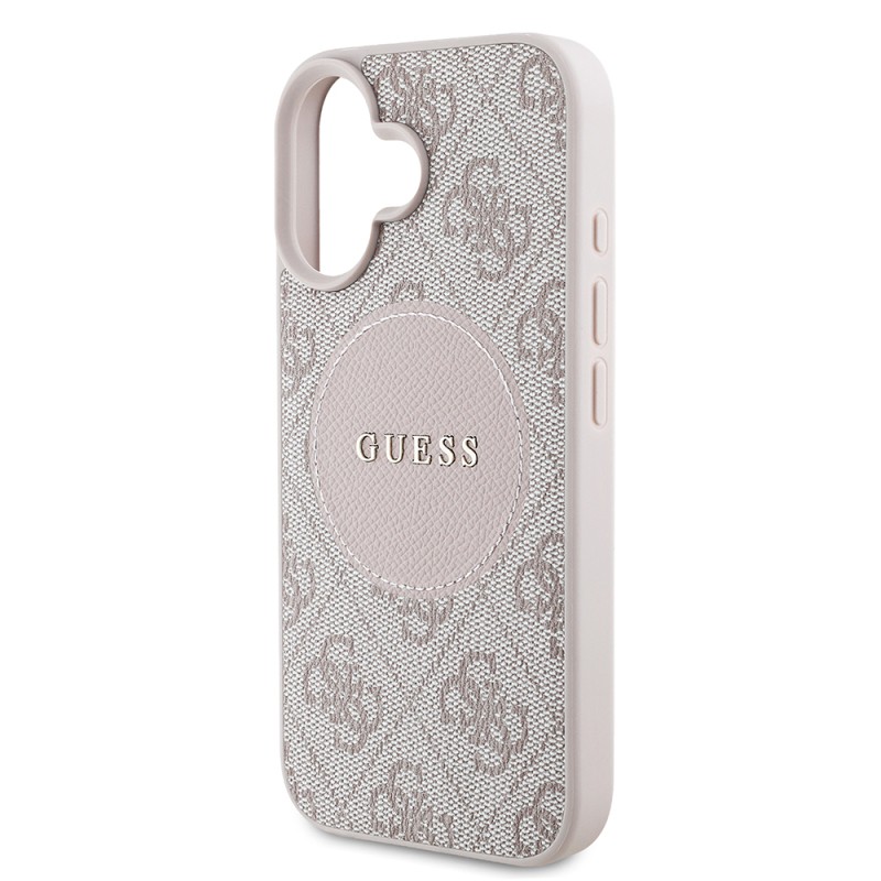 Apple iPhone 16 Case Guess Original Licensed Magsafe Charging Feature Circle Classic Cover With Text Logo - 9