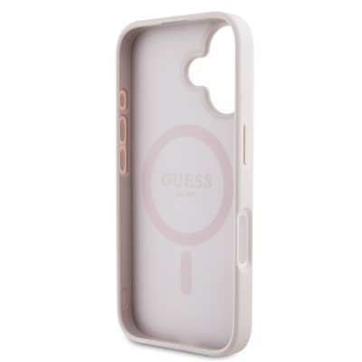 Apple iPhone 16 Case Guess Original Licensed Magsafe Charging Feature Circle Classic Cover With Text Logo - 10