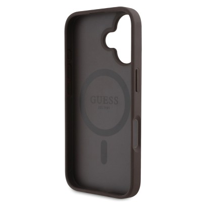Apple iPhone 16 Case Guess Original Licensed Magsafe Charging Feature Circle Classic Cover With Text Logo - 17