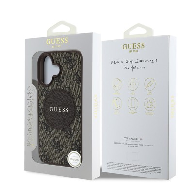 Apple iPhone 16 Case Guess Original Licensed Magsafe Charging Feature Circle Classic Cover With Text Logo - 18