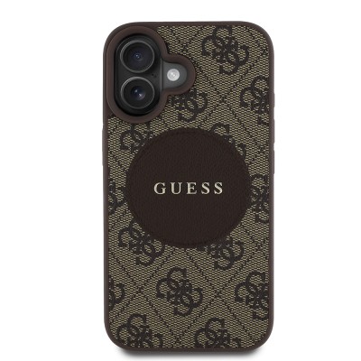 Apple iPhone 16 Case Guess Original Licensed Magsafe Charging Feature Circle Classic Cover With Text Logo - 3