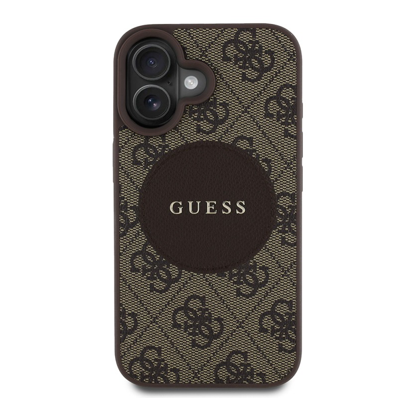 Apple iPhone 16 Case Guess Original Licensed Magsafe Charging Feature Circle Classic Cover With Text Logo - 3