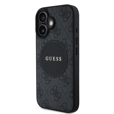 Apple iPhone 16 Case Guess Original Licensed Magsafe Charging Feature Circle Classic Cover With Text Logo - 20