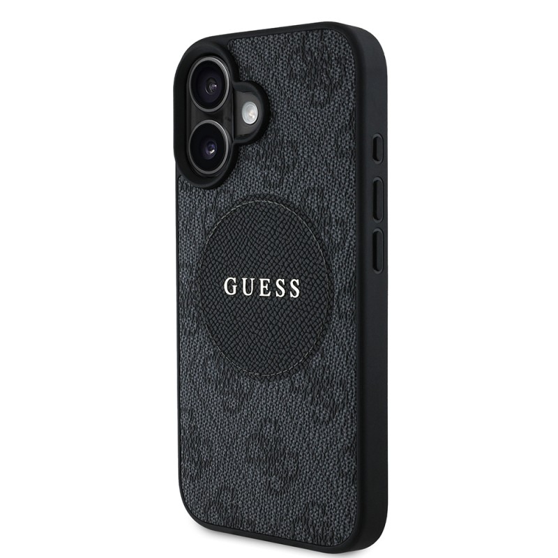 Apple iPhone 16 Case Guess Original Licensed Magsafe Charging Feature Circle Classic Cover With Text Logo - 20