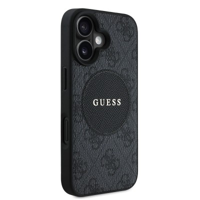 Apple iPhone 16 Case Guess Original Licensed Magsafe Charging Feature Circle Classic Cover With Text Logo - 21