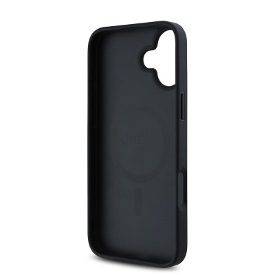 Apple iPhone 16 Case Guess Original Licensed Magsafe Charging Feature Circle Classic Cover With Text Logo - 24