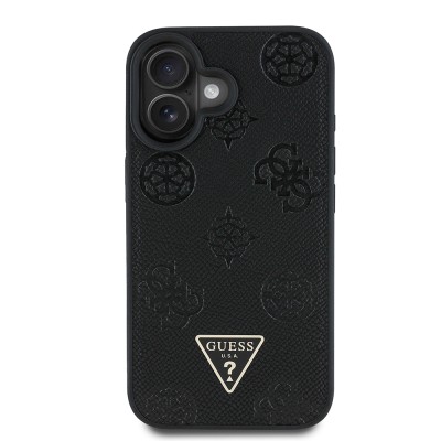 Apple iPhone 16 Case Guess Original Licensed Magsafe Charging Feature Hot Printed Triangle Logo PU Leather Peony Cover - 4