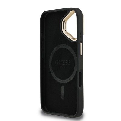 Apple iPhone 16 Case Guess Original Licensed PU Leather Stone Triangle Logo 4G Patterned Camera Stand Cover - 17