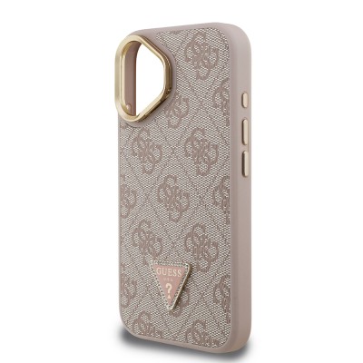 Apple iPhone 16 Case Guess Original Licensed PU Leather Stone Triangle Logo 4G Patterned Camera Stand Cover - 23