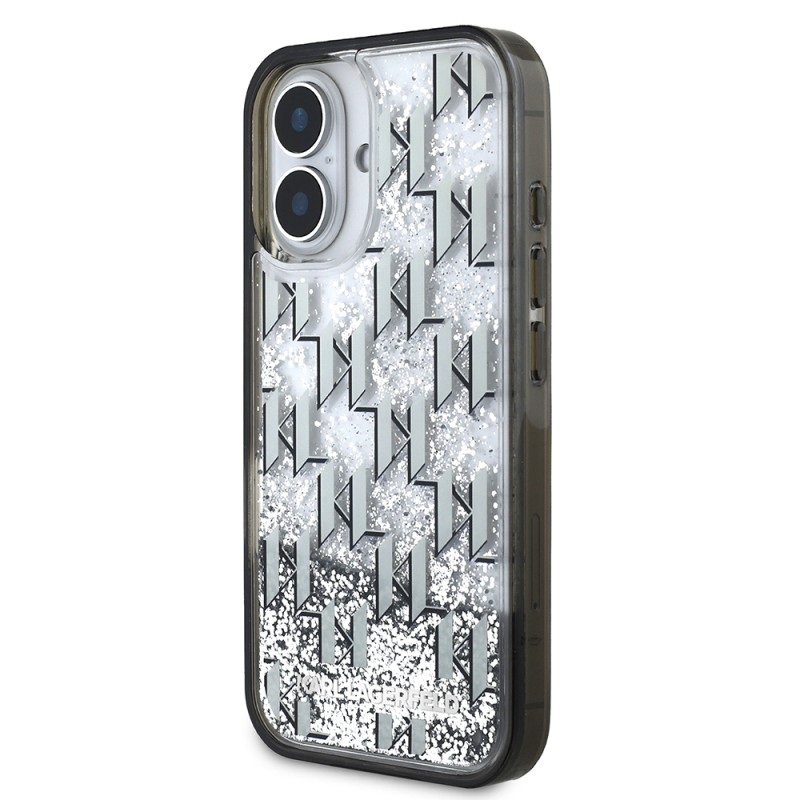 Apple iPhone 16 Case Karl Lagerfeld Original Licensed Glitter KL Written Monogram Gradient Cover - 3