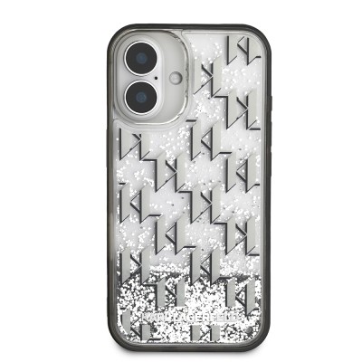Apple iPhone 16 Case Karl Lagerfeld Original Licensed Glitter KL Written Monogram Gradient Cover - 4