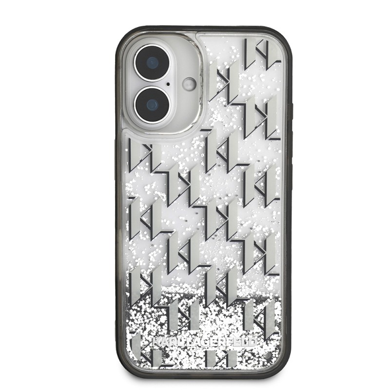Apple iPhone 16 Case Karl Lagerfeld Original Licensed Glitter KL Written Monogram Gradient Cover - 4