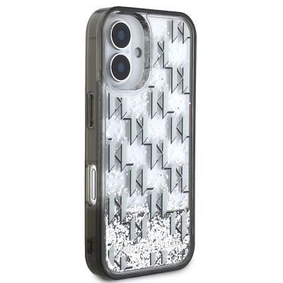 Apple iPhone 16 Case Karl Lagerfeld Original Licensed Glitter KL Written Monogram Gradient Cover - 5