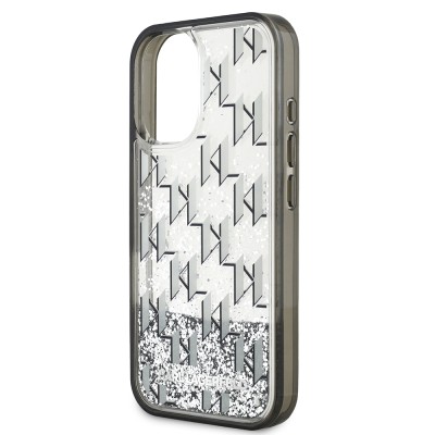 Apple iPhone 16 Case Karl Lagerfeld Original Licensed Glitter KL Written Monogram Gradient Cover - 7