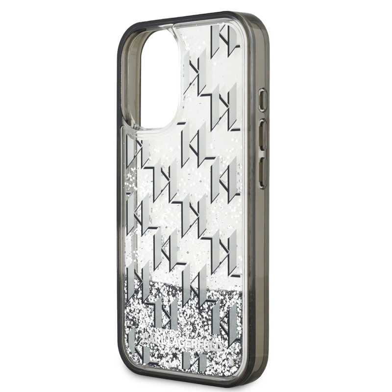 Apple iPhone 16 Case Karl Lagerfeld Original Licensed Glitter KL Written Monogram Gradient Cover - 7