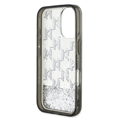 Apple iPhone 16 Case Karl Lagerfeld Original Licensed Glitter KL Written Monogram Gradient Cover - 8
