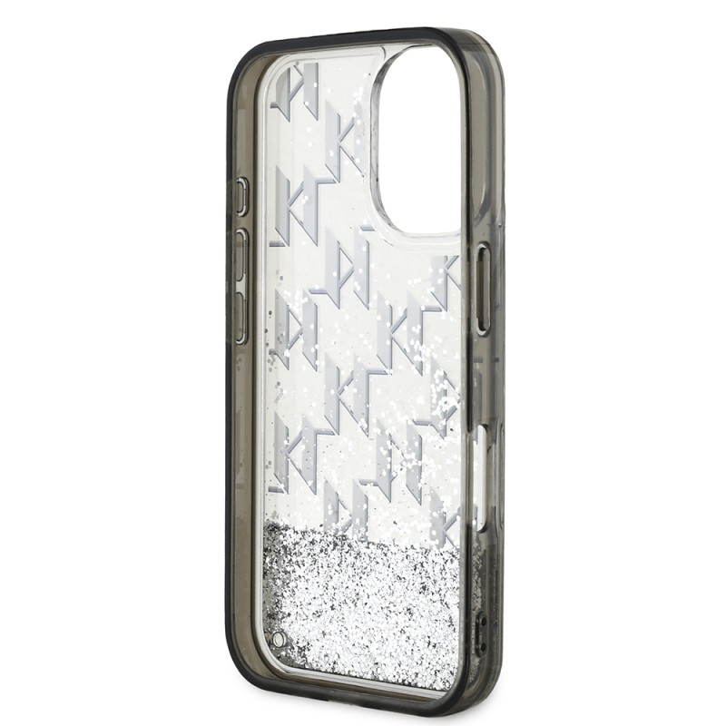 Apple iPhone 16 Case Karl Lagerfeld Original Licensed Glitter KL Written Monogram Gradient Cover - 8