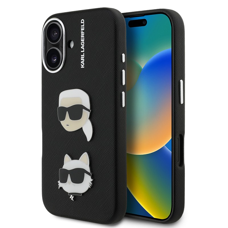 Apple iPhone 16 Case Karl Lagerfeld Original Licensed K&C Heads Pins Cover - 1