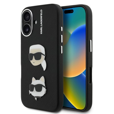 Apple iPhone 16 Case Karl Lagerfeld Original Licensed K&C Heads Pins Cover - 2
