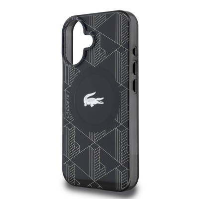 Apple iPhone 16 Case Lacoste Original Licensed Magsafe Charging Feature Silver Crocodile Logo Monogram Cover - 9