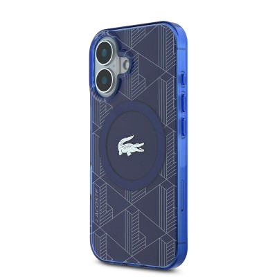 Apple iPhone 16 Case Lacoste Original Licensed Magsafe Charging Feature Silver Crocodile Logo Monogram Cover - 12