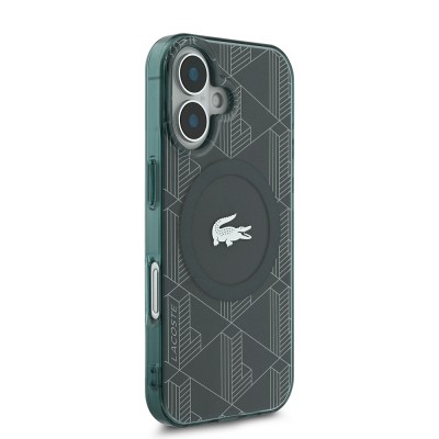 Apple iPhone 16 Case Lacoste Original Licensed Magsafe Charging Feature Silver Crocodile Logo Monogram Cover - 21