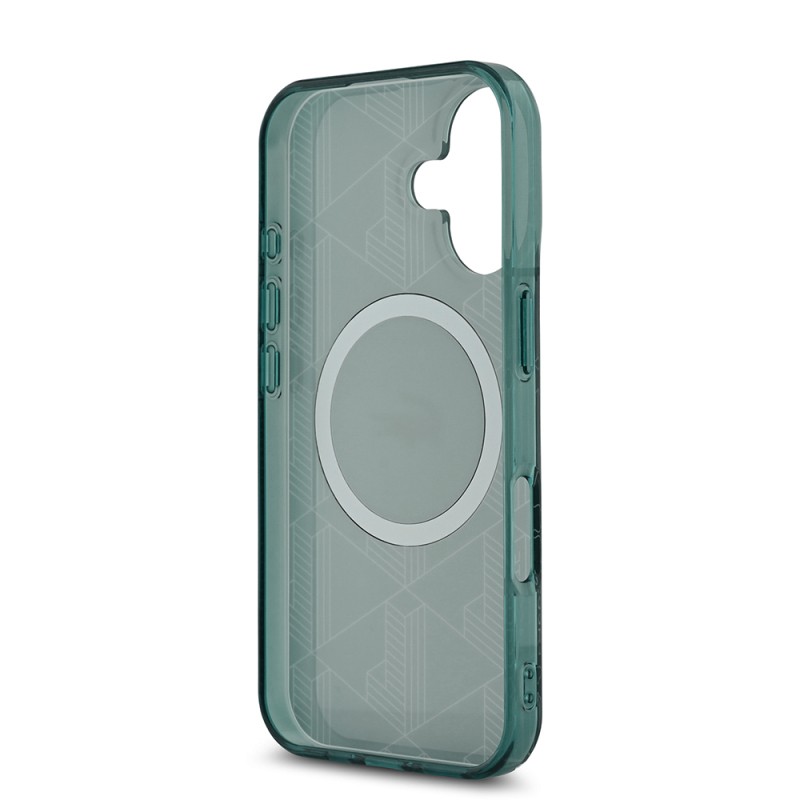 Apple iPhone 16 Case Lacoste Original Licensed Magsafe Charging Feature Silver Crocodile Logo Monogram Cover - 24