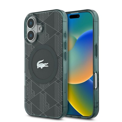 Apple iPhone 16 Case Lacoste Original Licensed Magsafe Charging Feature Silver Crocodile Logo Monogram Cover - 4
