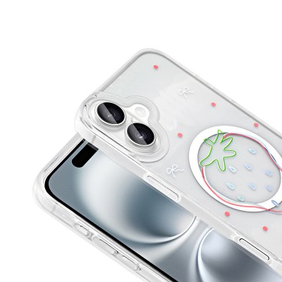Apple iPhone 16 Case M-Safe Charging Transparent Zore Folk Hard Cover - 12