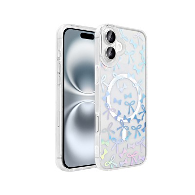 Apple iPhone 16 Case M-Safe Charging Transparent Zore Folk Hard Cover - 6