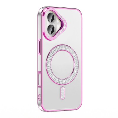 Apple iPhone 16 Case Magsafe Charging Feature Diamond Stone Design Zore Karetta Silicone Cover - 6
