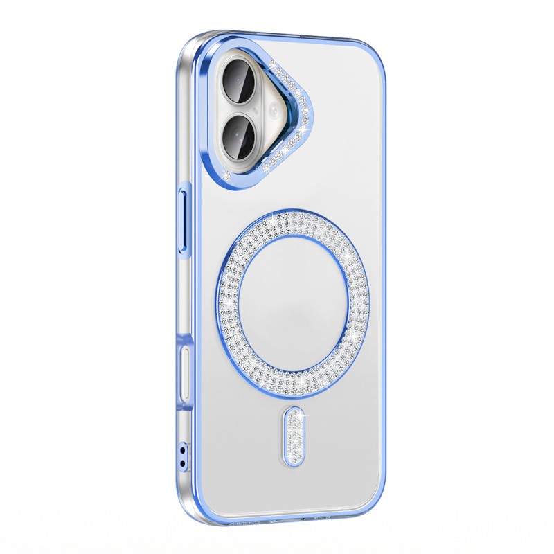 Apple iPhone 16 Case Magsafe Charging Feature Diamond Stone Design Zore Karetta Silicone Cover - 2