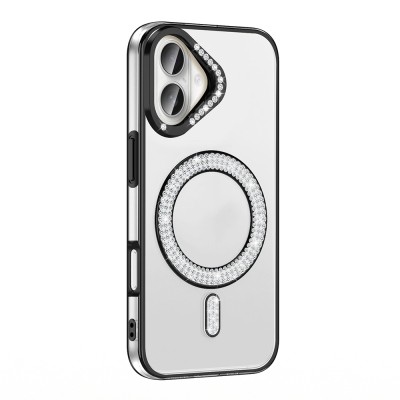 Apple iPhone 16 Case Magsafe Charging Feature Diamond Stone Design Zore Karetta Silicone Cover - 3