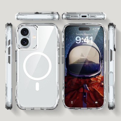 Apple iPhone 16 Case Magsafe Charging Featured Airbag Transparent Zore Incek Cover - 6