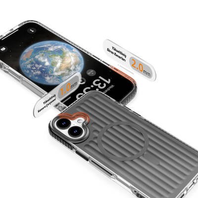 Apple iPhone 16 Case Magsafe Charging Featured Hollow Design Mutural Bumpy Clear Cover - 8
