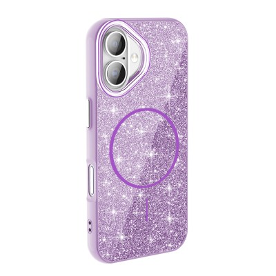 Apple iPhone 16 Case Magsafe Shining Glitter Zore Okso Cover with Charging Feature - 7