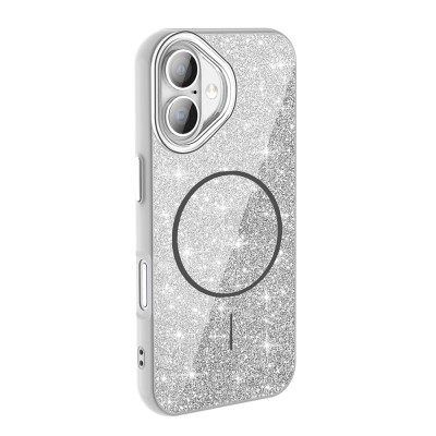 Apple iPhone 16 Case Magsafe Shining Glitter Zore Okso Cover with Charging Feature - 13